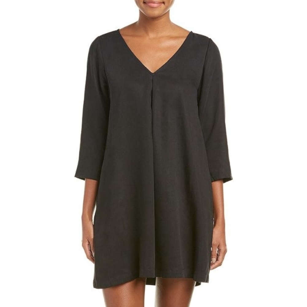 NWT Michael Stars Black V Neck Swing Dress Tencel Size Small